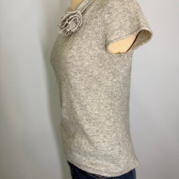 Cynthia Crowley grey heather SS cashmere sweater - Picture 3 of 6